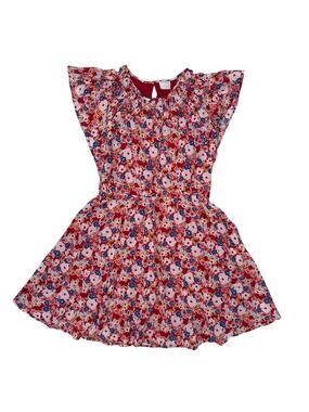 CREWCUTS J.Crew *NEW* Smocked Flutter Sleeve Dress Red Floral Sz 12 Girls #BJ144